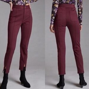 Anthropologie Maeve Burgundy Split Hem Trousers Pants Size 2 NWT